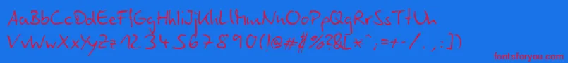 LinotypeEgo-Schriftart – Rote Schriften auf blauem Hintergrund