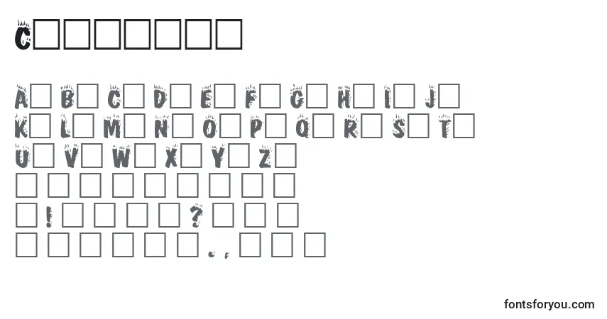Czcionka Crackfir – alfabet, cyfry, specjalne znaki