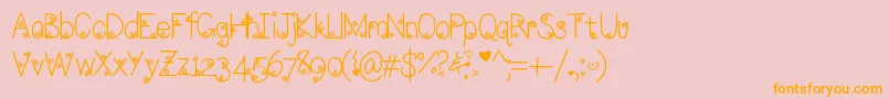 Lovenessthree-Schriftart – Orangefarbene Schriften auf rosa Hintergrund