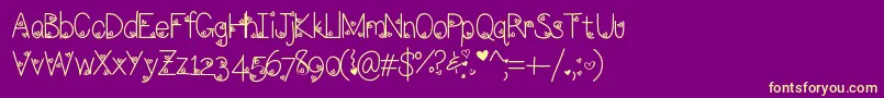 Lovenessthree Font – Yellow Fonts on Purple Background