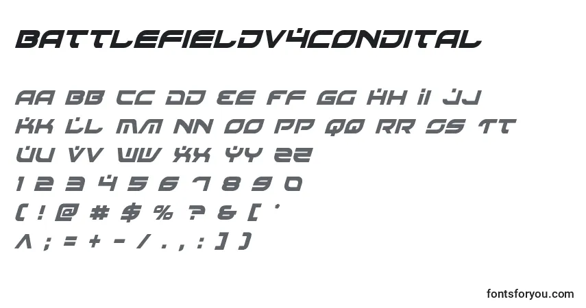 Schriftart Battlefieldv4condital – Alphabet, Zahlen, spezielle Symbole
