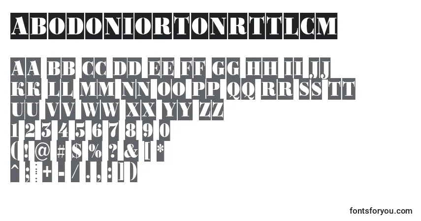 A fonte ABodoniortonrttlcm – alfabeto, números, caracteres especiais