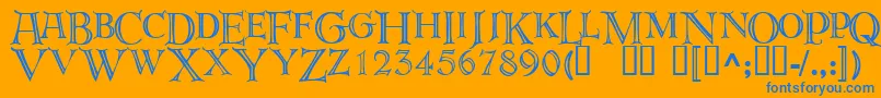 Deroos Font – Blue Fonts on Orange Background