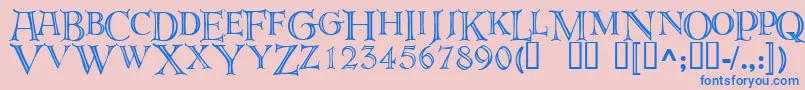 Deroos-Schriftart – Blaue Schriften auf rosa Hintergrund