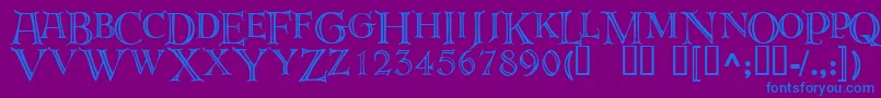 Deroos-fontti – siniset fontit violetilla taustalla