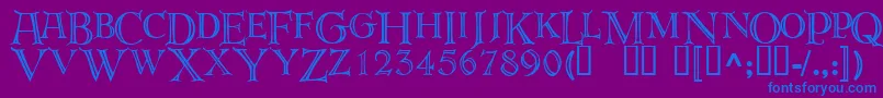 Deroos-Schriftart – Blaue Schriften auf violettem Hintergrund