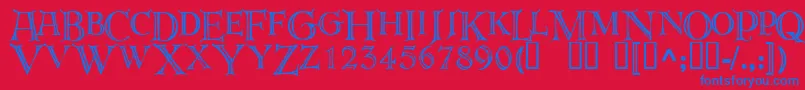 フォントDeroos – 赤い背景に青い文字