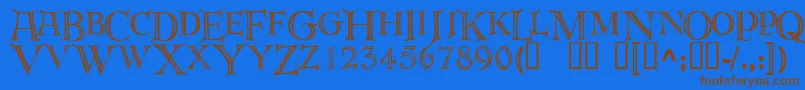 Deroos Font – Brown Fonts on Blue Background