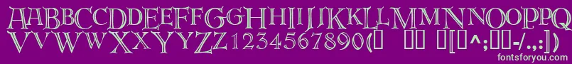 Deroos-fontti – vihreät fontit violetilla taustalla