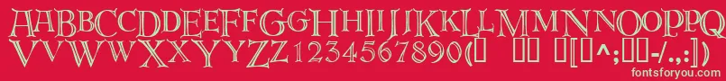 Deroos-fontti – vihreät fontit punaisella taustalla