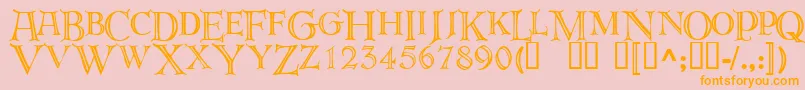 フォントDeroos – オレンジの文字がピンクの背景にあります。
