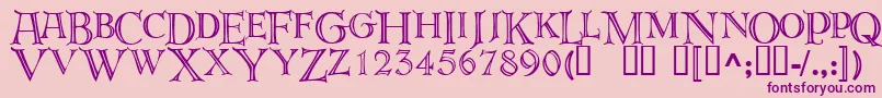 Deroos-fontti – violetit fontit vaaleanpunaisella taustalla