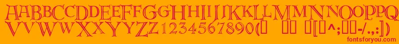 フォントDeroos – オレンジの背景に赤い文字