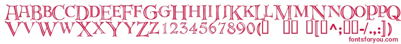 Deroos-Schriftart – Rote Schriften auf weißem Hintergrund
