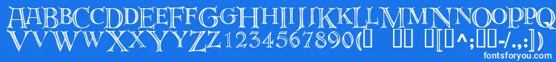 Deroos Font – White Fonts on Blue Background