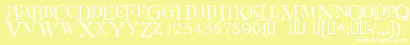 Deroos Font – White Fonts on Yellow Background