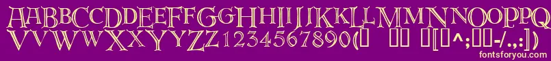 Deroos-fontti – keltaiset fontit violetilla taustalla