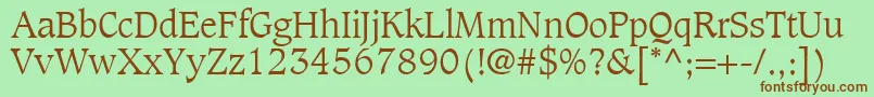 GrammateusLightSsiLight-fontti – ruskeat fontit vihreällä taustalla