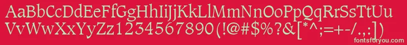 フォントGrammateusLightSsiLight – 赤い背景に緑の文字