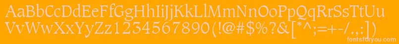 GrammateusLightSsiLight-fontti – vaaleanpunaiset fontit oranssilla taustalla