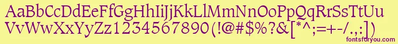 GrammateusLightSsiLight Font – Purple Fonts on Yellow Background