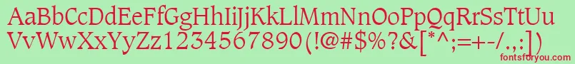 GrammateusLightSsiLight-fontti – punaiset fontit vihreällä taustalla