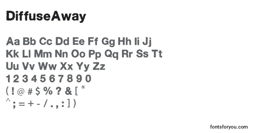Czcionka DiffuseAway – alfabet, cyfry, specjalne znaki
