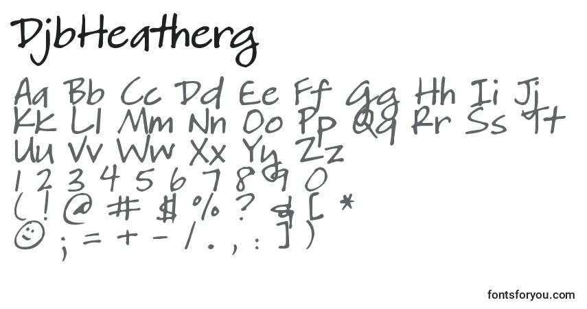 A fonte DjbHeatherg – alfabeto, números, caracteres especiais