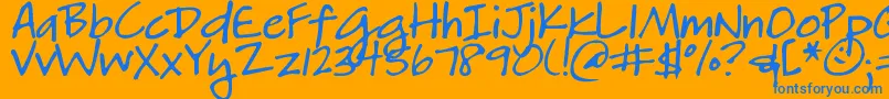 DjbHeatherg-Schriftart – Blaue Schriften auf orangefarbenem Hintergrund