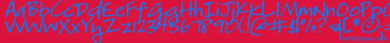 DjbHeatherg Font – Blue Fonts on Red Background