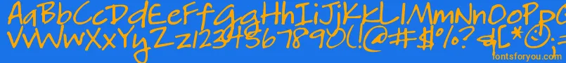 DjbHeatherg-Schriftart – Orangefarbene Schriften auf blauem Hintergrund