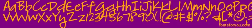 DjbHeatherg Font – Orange Fonts on Purple Background