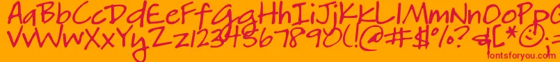 DjbHeatherg-Schriftart – Rote Schriften auf orangefarbenem Hintergrund