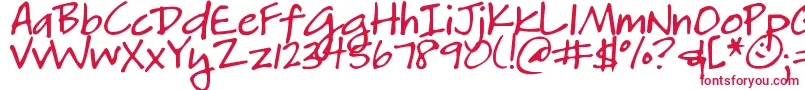 DjbHeatherg Font – Red Fonts on White Background