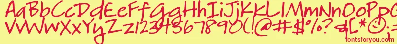 DjbHeatherg Font – Red Fonts on Yellow Background