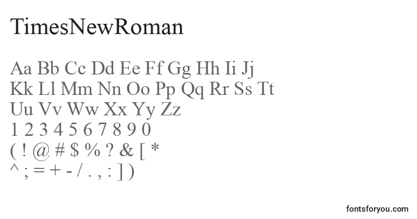 Schriftart TimesNewRoman – Alphabet, Zahlen, spezielle Symbole