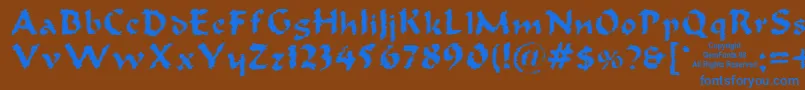 Oldoak-fontti – siniset fontit ruskealla taustalla
