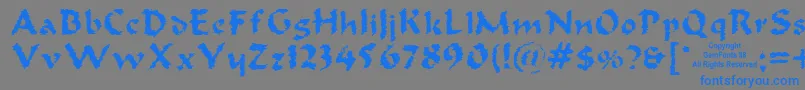 フォントOldoak – 灰色の背景に青い文字