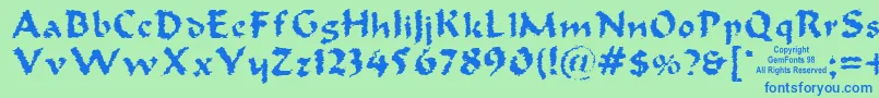 Oldoak-fontti – siniset fontit vihreällä taustalla