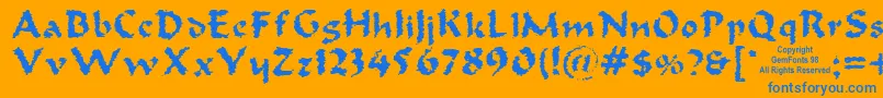 Oldoak-fontti – siniset fontit oranssilla taustalla