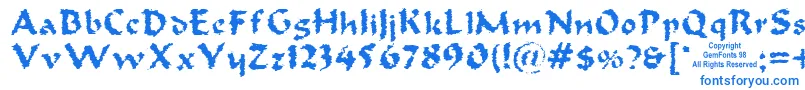 Fonte Oldoak – fontes azuis em um fundo branco