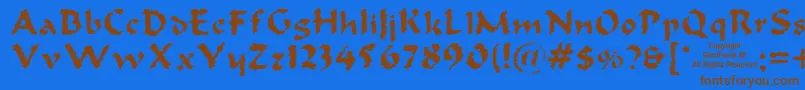 Czcionka Oldoak – brązowe czcionki na niebieskim tle
