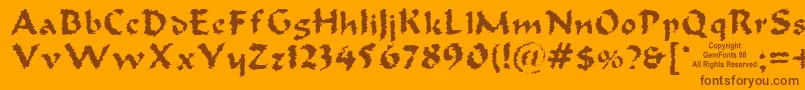 Oldoak-Schriftart – Braune Schriften auf orangefarbenem Hintergrund