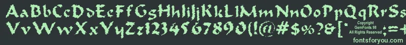 フォントOldoak – 黒い背景に緑の文字