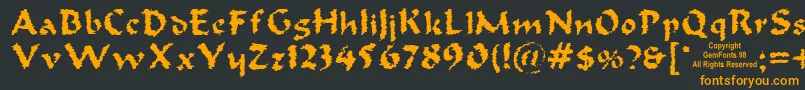Oldoak-Schriftart – Orangefarbene Schriften auf schwarzem Hintergrund