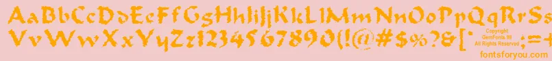Fonte Oldoak – fontes laranjas em um fundo rosa