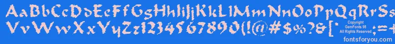 フォントOldoak – ピンクの文字、青い背景
