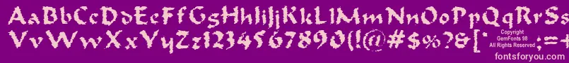 Oldoak-Schriftart – Rosa Schriften auf violettem Hintergrund