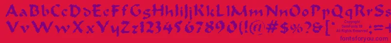 Oldoak Font – Purple Fonts on Red Background