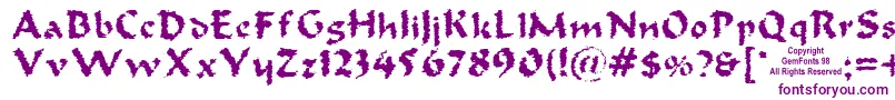 フォントOldoak – 白い背景に紫のフォント